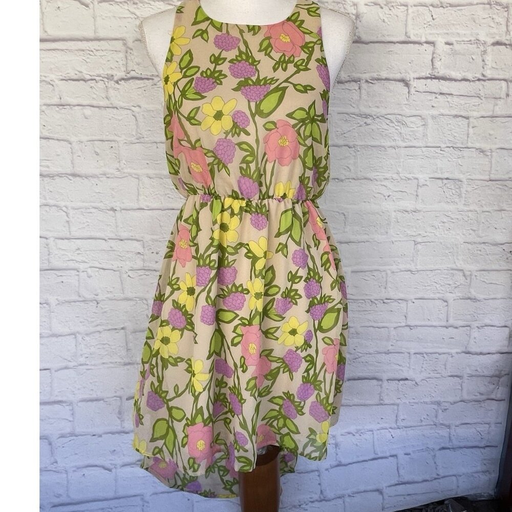 Everly Women's Multicolor Dress Asymmetric Romantic Boho Sleeveless Size XS